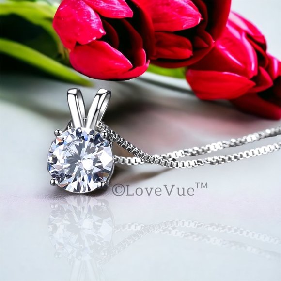 Certified 1ct. t.w. Diamond Moissanite Solitaire Necklace - Picture 1 of 14